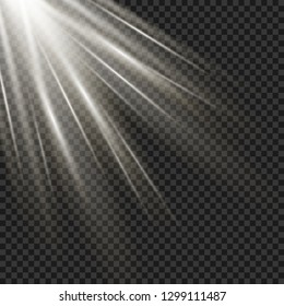 Light flare special effect with rays of light and magic sparkles. Glow transparent vector light effect set, explosion, glitter, spark, sun flash.