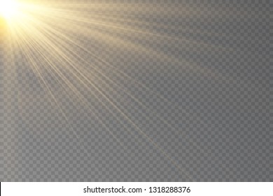 Light flare special effect with rays of light. Glow transparent vector light effect set, explosion, glitter, spark, sun flash.