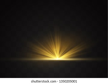 Light flare special effect with rays of light and magic sparkles. Glow transparent vector light effect set, explosion, glitter, spark, sun flash.