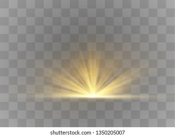 Light flare special effect with rays of light and magic sparkles. Glow transparent vector light effect set, explosion, glitter, spark, sun flash.