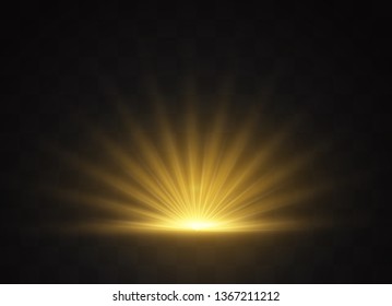 Light flare special effect with rays of light and magic sparkles. Glow transparent vector light effect set, explosion, glitter, spark, sun flash.