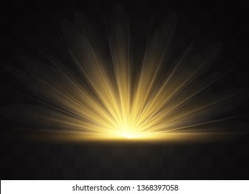 Light flare special effect with rays of light and magic sparkles. Glow transparent vector light effect set, explosion, glitter, spark, sun flash.