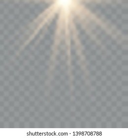 
Light flare special effect with rays of light and magic sparkles. Glow transparent vector light effect. Sun. 