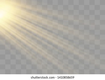 Light flare special effect with rays of light and magic sparkles. Glow transparent vector light effect set, explosion, glitter, spark, sun flash, burst.