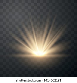 Light flare special effect with rays of light and magic sparkles. Glow transparent vector light effect set, explosion, sun flash. Vector Illustration EPS10.