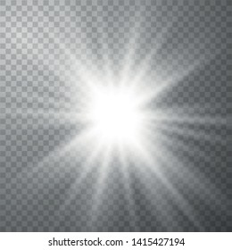 Light flare special effect with rays of light and magic sparkles. Glow transparent vector light effect set, explosion, sun flash. Vector Illustration EPS10.
