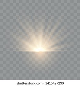 Light flare special effect with rays of light and magic sparkles. Glow transparent vector light effect set, explosion, sun flash. Vector Illustration EPS10.