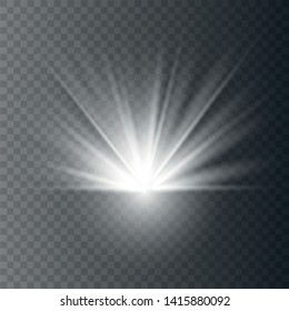 Light flare special effect with rays of light and magic sparkles. Glow transparent vector light effect set, explosion, sun flash. Vector Illustration EPS10.