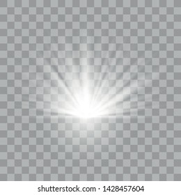 Light flare special effect with rays of light and magic sparkles. Glow transparent vector light effect set, explosion, sun flash. Vector Illustration EPS10.