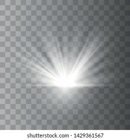 Light flare special effect with rays of light and magic sparkles. Glow transparent vector light effect set, explosion, sun flash. Vector Illustration EPS10.