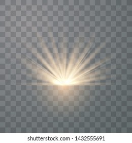 Light flare special effect with rays of light and magic sparkles. Glow transparent vector light effect set, explosion, sun flash. Vector Illustration EPS10.