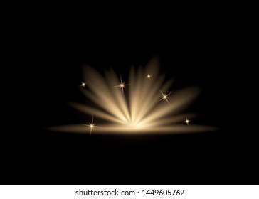 
Light flare special effect with rays of light and magic sparkles. Glow transparent vector light effect set, explosion, glitter. Sun flash with rays and spotlight.