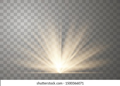 Light flare special effect with rays of light and magic sparkles. Glow transparent vector light effect. Sun. 