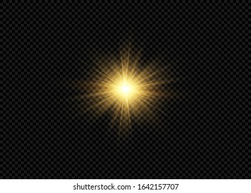 Light flare special effect with rays of light and magic sparkles. Glow transparent vector light effect set, explosion, glitter, spark, sun flash