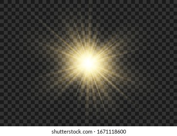 Light flare special effect with rays of light and magic sparkles. Glow transparent vector light effect set, explosion, glitter, spark, sun flash