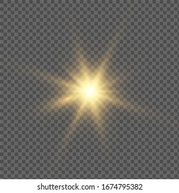 Light flare special effect with rays of light and magic sparkles. Glow transparent vector light effect set, explosion, glitter, spark, sun flash.