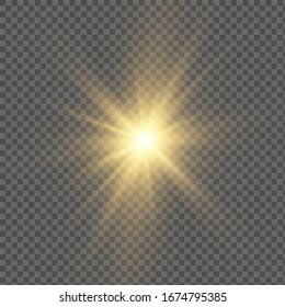 Light flare special effect with rays of light and magic sparkles. Glow transparent vector light effect set, explosion, glitter, spark, sun flash.