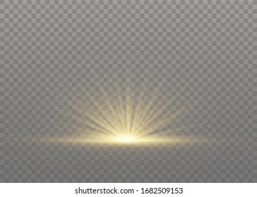 Light flare special effect with rays of light and magic sparkles. Glow transparent vector light effect set, explosion, glitter, spark, sun flash.
