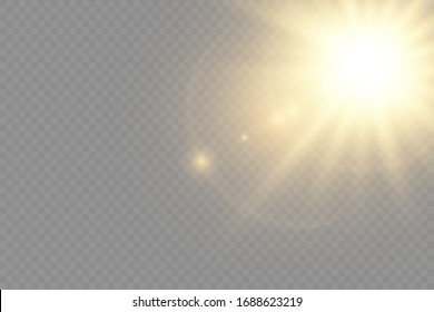 Light flare special effect with rays of light. Glow transparent vector light effect  