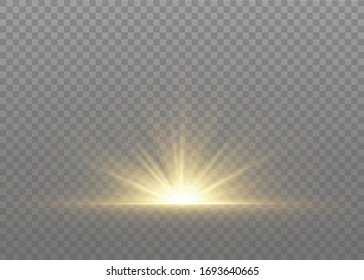 Light flare special effect with rays of light and magic sparkles. Glow transparent vector light effect set, explosion, glitter, spark, sun flash.
