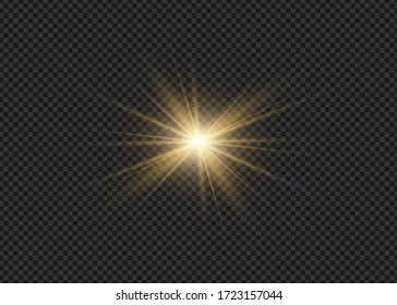 Light flare special effect with rays of light and magic sparkles. Glow transparent vector light effect set, explosion, glitter, spark, sun flash