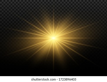 Light flare special effect with rays of light and magic sparkles. Glow transparent vector light effect set, explosion, glitter, spark, sun flash