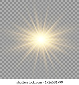 Light flare special effect with rays of light and magic sparkles. Glow transparent vector light effect set, explosion, glitter, spark, sun flash.
