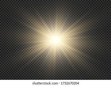 Light flare special effect with rays of light and magic sparkles. Glow transparent vector light effect set, explosion, glitter, spark, sun flash