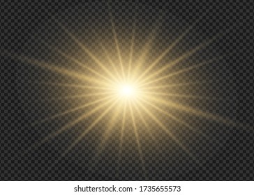 Light flare special effect with rays of light and magic sparkles. Glow transparent vector light effect set, explosion, glitter, spark, sun flash