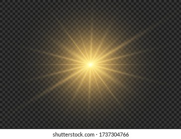 Light flare special effect with rays of light and magic sparkles. Glow transparent vector light effect set, explosion, glitter, spark, sun flash