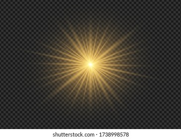 Light flare special effect with rays of light and magic sparkles. Glow transparent vector light effect set, explosion, glitter, spark, sun flash