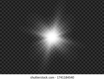 Light flare special effect with rays of light and magic sparkles. Glow transparent vector light effect set, explosion, glitter, spark, sun flashlight flare special effect with rays of light and magic