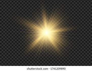 Light flare special effect with rays of light and magic sparkles. Glow transparent vector light effect set, explosion, glitter, spark, sun flashlight flare special effect with rays of light and magic