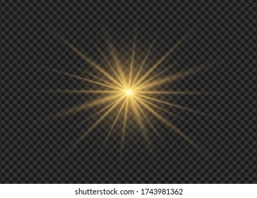 Light flare special effect with rays of light and magic sparkles. Glow transparent vector light effect set, explosion, glitter, spark, sun flash