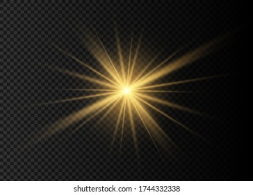 Light flare special effect with rays of light and magic sparkles. Glow transparent vector light effect set, explosion, glitter, spark, sun flash