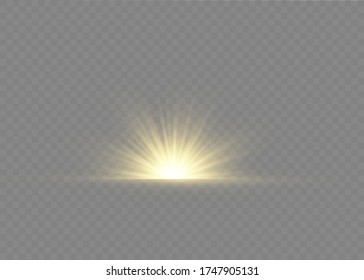 Light flare special effect with rays of light and magic sparkles. Glow transparent vector light effect set, explosion, glitter, spark, sun flash.