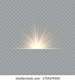 Light flare special effect with rays of light and magic sparkles. Glow transparent vector light effect set, explosion, glitter, spark,white , sun flash.