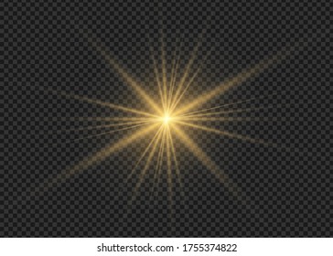 Light flare special effect with rays of light and magic sparkles. Glow transparent vector light effect set, explosion, glitter, spark, sun