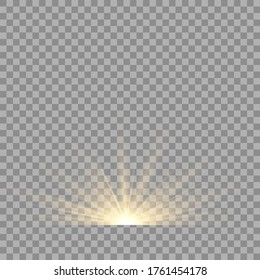 Light flare special effect with rays of light and magic sparkles. Glow transparent vector light effect set, explosion, glitter, spark,white , sun flash.