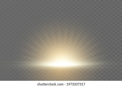 Light flare special effect with rays of light and magic sparkles. Glow transparent vector light effect. Sun.