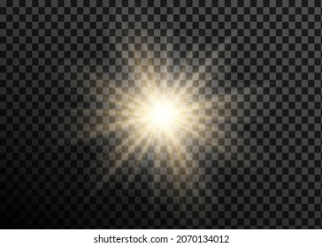 Light flare special effect with rays of light and magic sparkles. Glow transparent vector light effect set, explosion, glitter, spark, sun flash