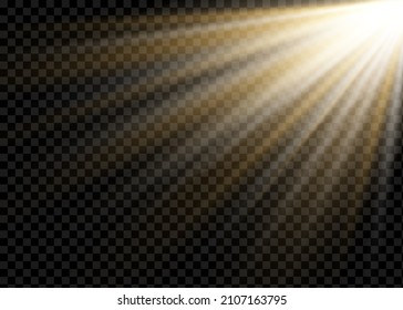 Light flare special effect with rays of light and magic sparkles. Glow transparent vector light effect set, explosion, glitter, spark, sun flash.