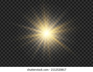 Light flare special effect with rays of light and magic sparkles. Glow transparent vector light effect set, explosion, glitter, spark, sun flash