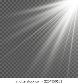 Light flare special effect with rays of light and magic sparkles. Glow transparent vector light effect set, explosion, glitter, spark, sun flash.