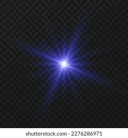 Light flare special effect with rays of light and magic sparkles. Glow transparent vector light effect set, explosion, glitter, spark, sun flash.