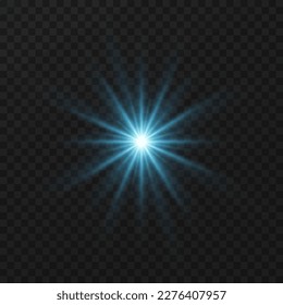 Light flare special effect with rays of light and magic sparkles. Glow transparent vector light effect set, explosion, glitter, spark, sun flash.