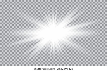Light flare special effect with rays of light and magic sparkles. Glow transparent vector light effect. Sun.Bright star. Transparent shine gradient glitter, bright flare.PNG sunlight flare light.
