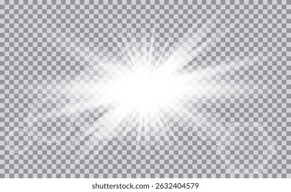 Light flare special effect with rays of light and magic sparkles. Glow transparent vector light effect. Sun.Bright star. Transparent shine gradient glitter, bright flare.PNG sunlight flare light.