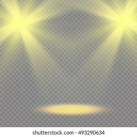 Light flare special effect with rays of light and magic sparkles. Vector illustration