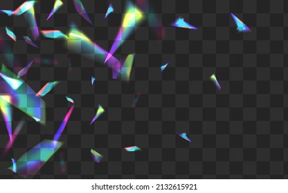Light Flare Vector Transparent Background. Color Bokeh Glint Wallpaper. Shine Reflection Festive Illustration. Hologram Metal Refraction Backdrop.